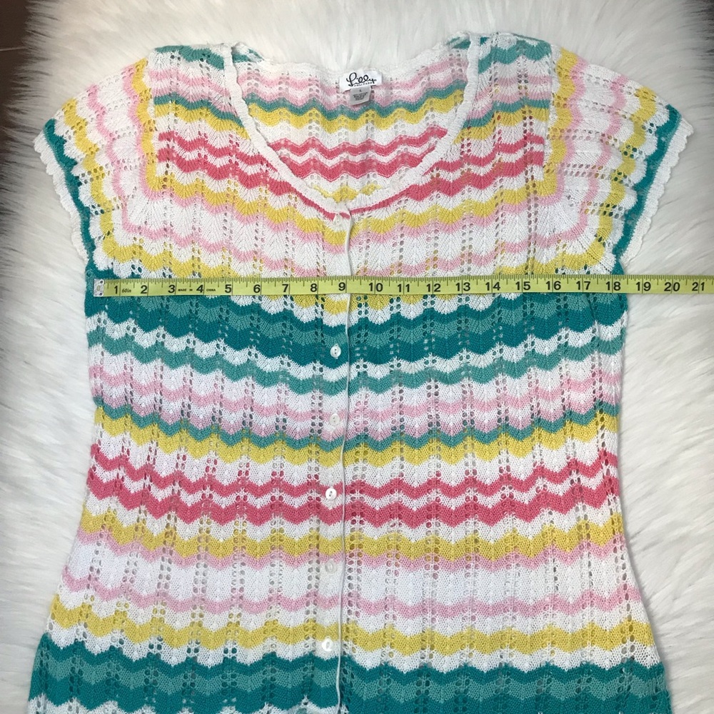Vintage Lilly Pulitzer Crochet Sweater Cardigan Womens Size Large Beach EUC - Picture 6 of 9